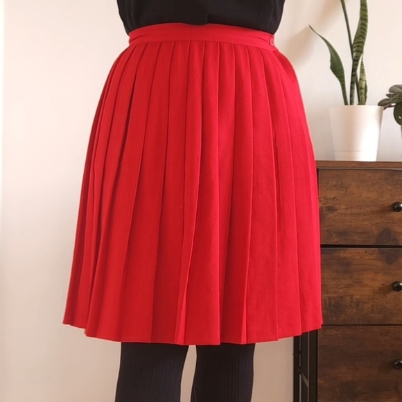 Vtg Jazzie Scarlet Pleated Knee Length Skirt Size US10 Preppy Frenchgirl Great C - Picture 7 of 11